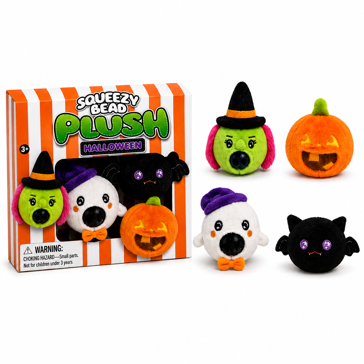 Halloween Squeezy Bead Plush – 3" Collectible Sensory Plush